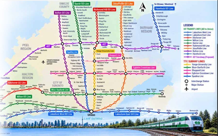 GTHA rail network map